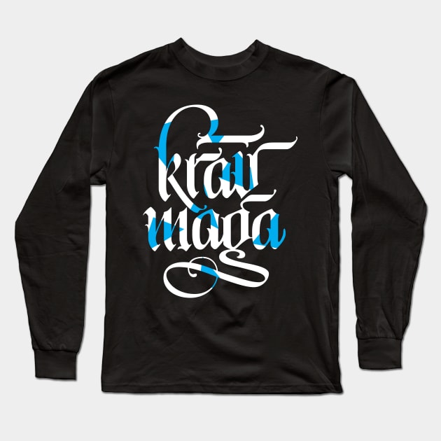 Krav Maga Calligraphy Long Sleeve T-Shirt by polliadesign